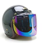 Tdc Flat Visor ชิวหน้าหมวก3-5 แป๊กแบบเรียบ กันuv 100% เปิดได้ สีอิริเดียมฟ้า iridium Blue helmet vis